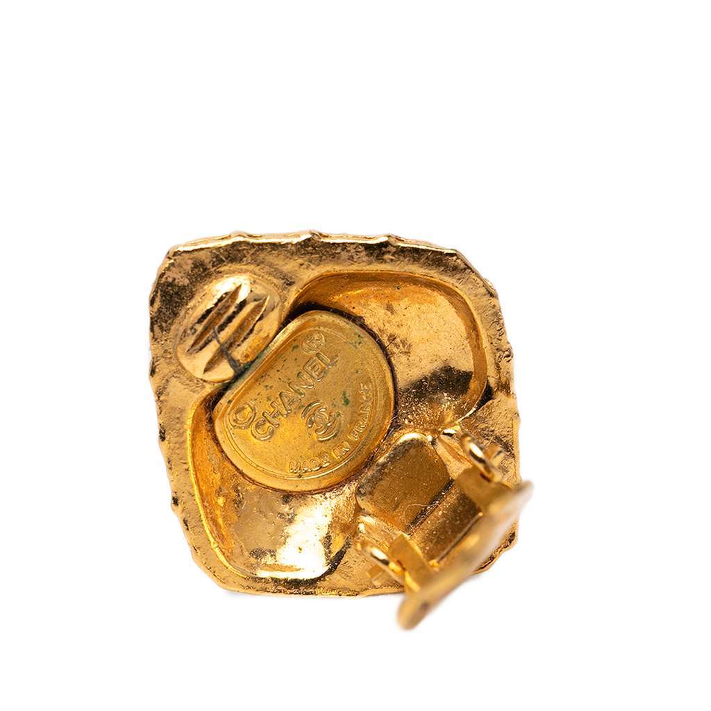 Chanel Gold Plated Diamond Clip on Earrings Gold Metal Good - Inside View