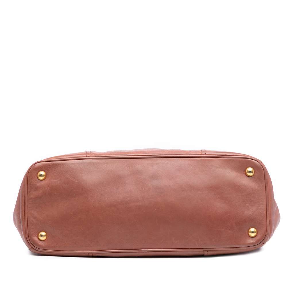 Prada Vitello Shine Satchel Brown Leather Good - Inside View