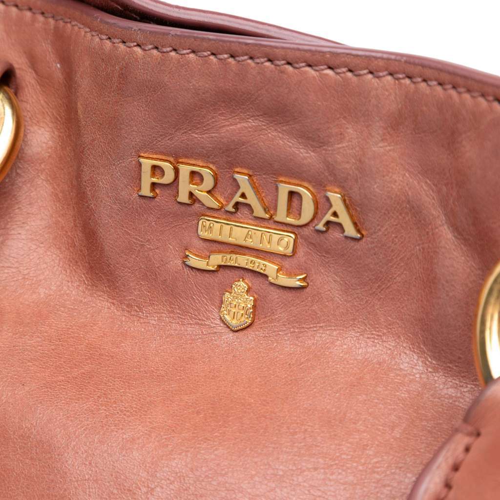 Prada Vitello Shine Satchel Brown Leather Good - Box View