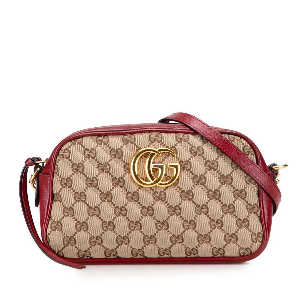 Gucci Small GG Marmont Matelasse Canvas Crossbody Brown Canvas Very good - Front View