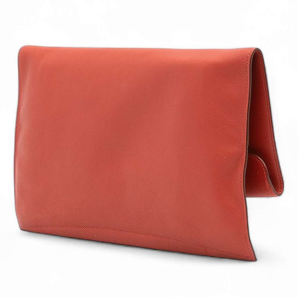 Hermès Evercolor Pliplat Clutch Red Leather Good condition - Back View