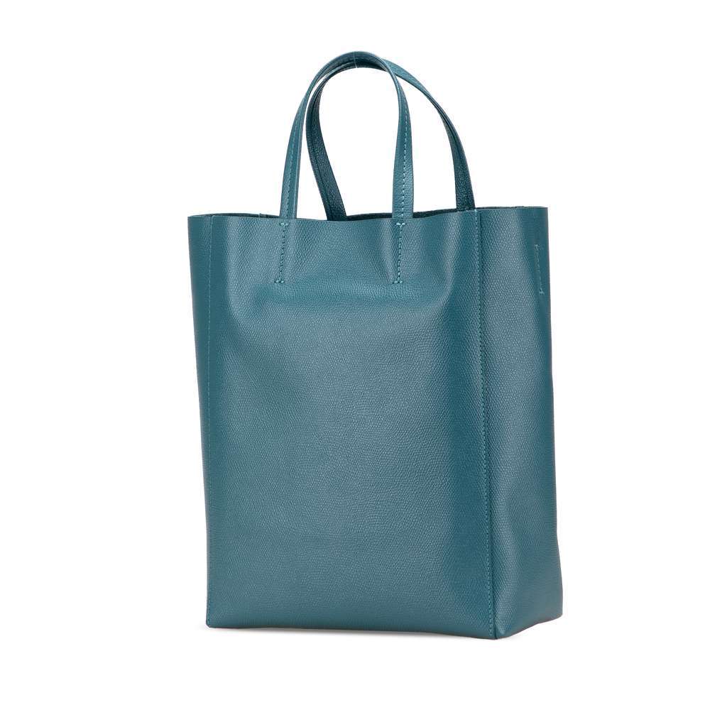 Celine Small Grained Calfskin Vertical Cabas Satchel Blue Leather Very good - Back View