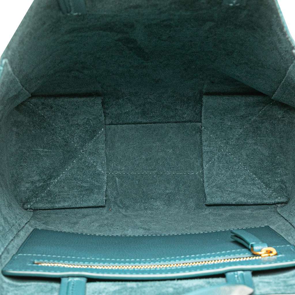 Celine Small Grained Calfskin Vertical Cabas Satchel Blue Leather Very good - Model View