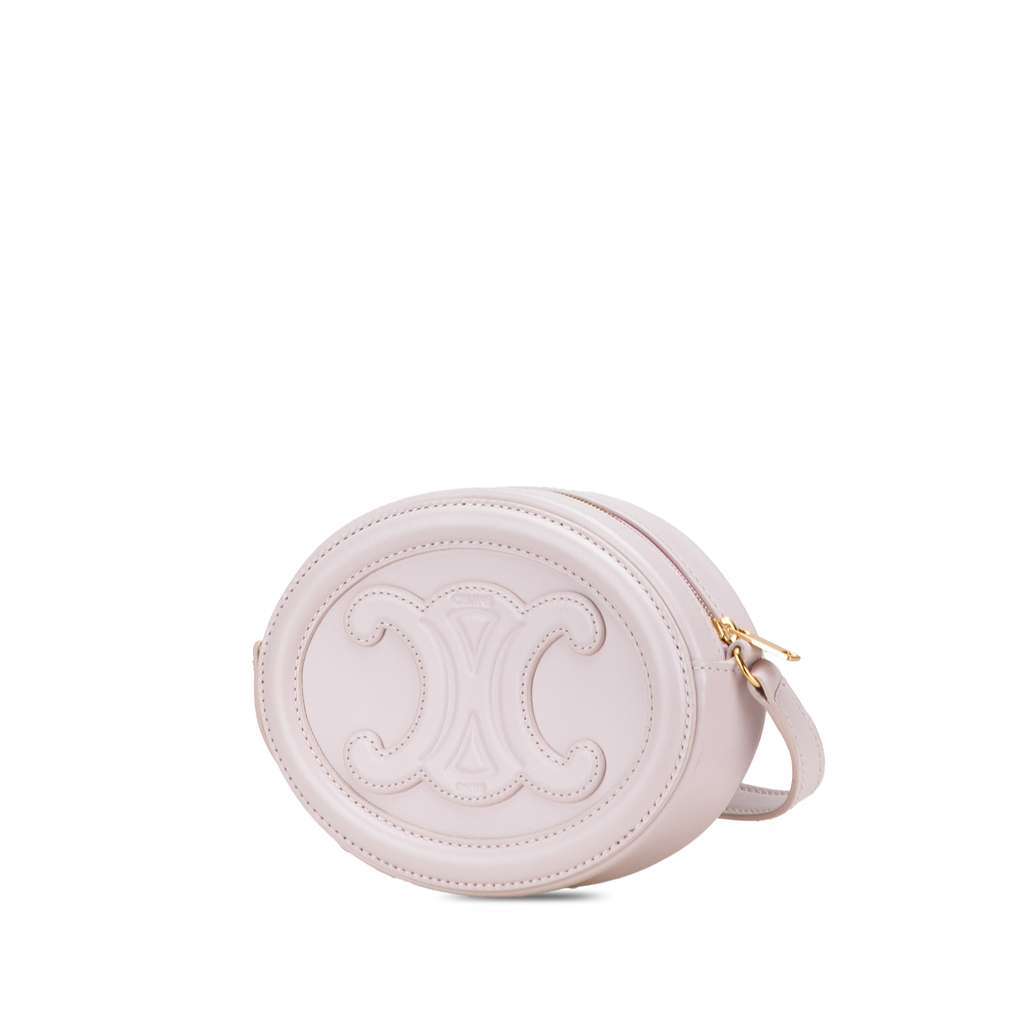 Celine Small Calfskin Cuir Triomphe Oval Crossbody Pink Leather Good - Back View