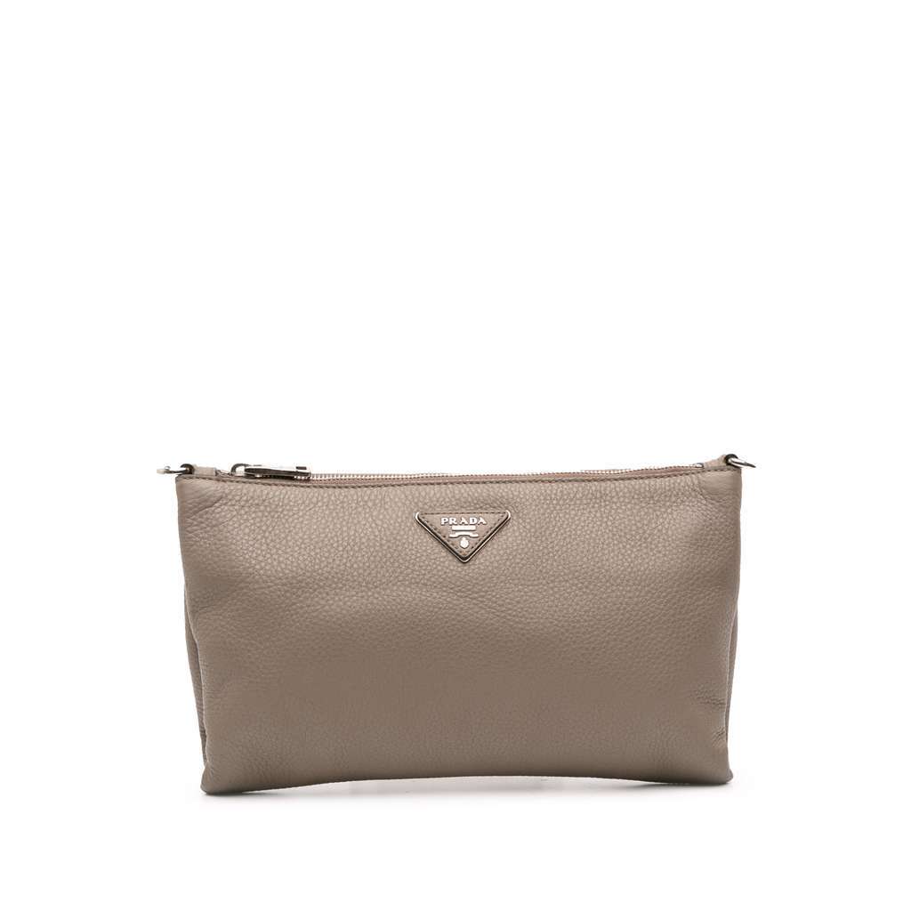 Prada Vitello Daino Crossbody Brown Leather Good - Front View