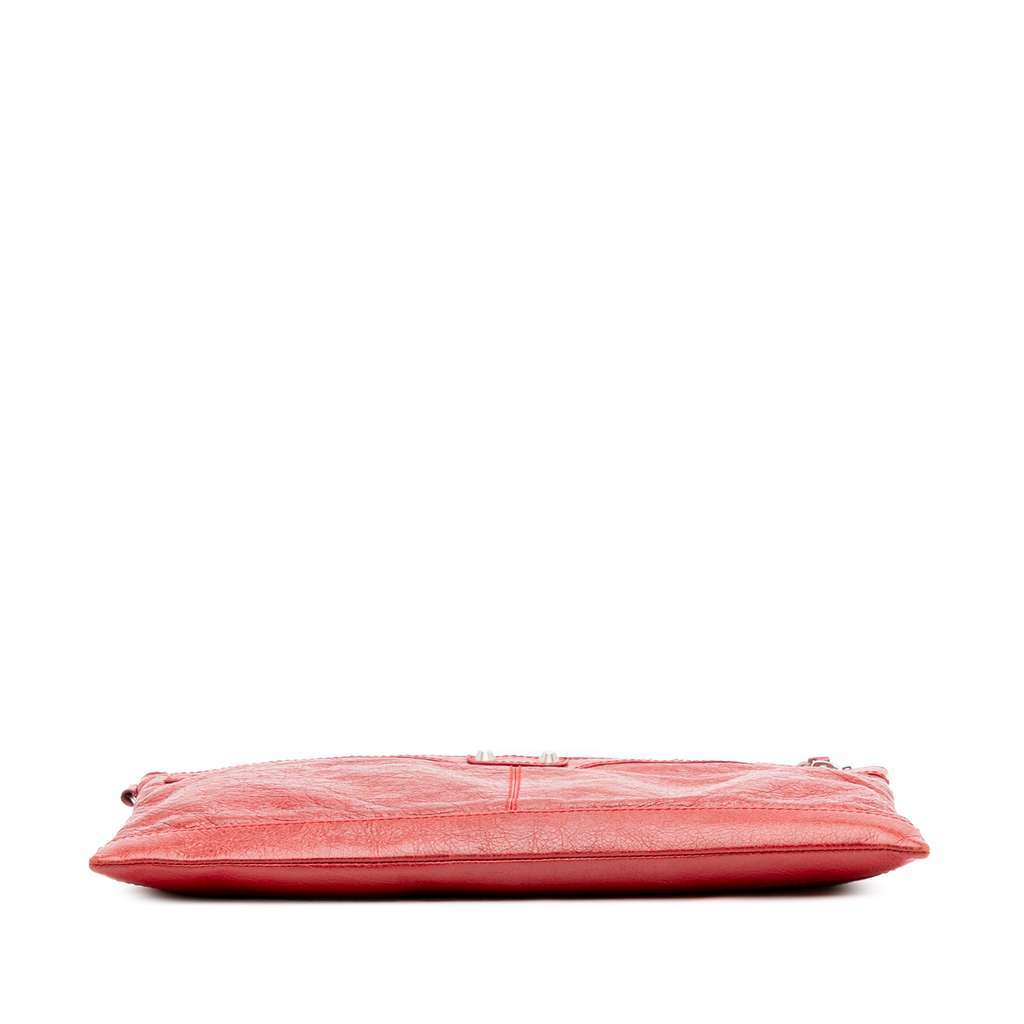 Balenciaga Lambskin Motocross Classic Clip L Clutch Red Leather Good condition - Inside View
