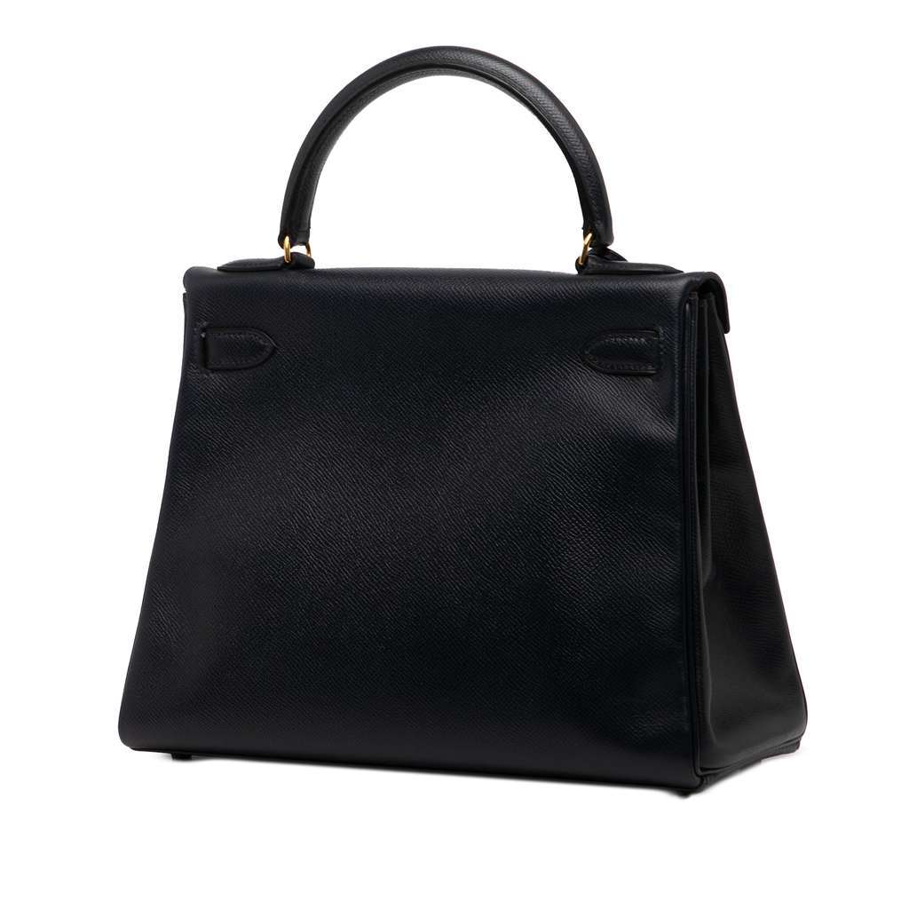 Hermès Courchevel Kelly Retourne 28 Black Leather Good condition - Back View