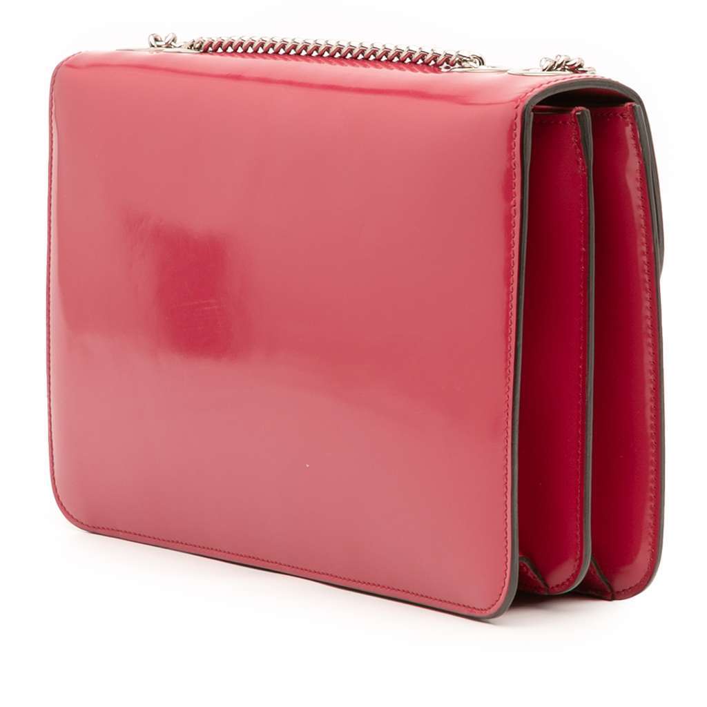 Gucci Medium Patent Dollar Interlocking G Crossbody Red Leather Good - Back View