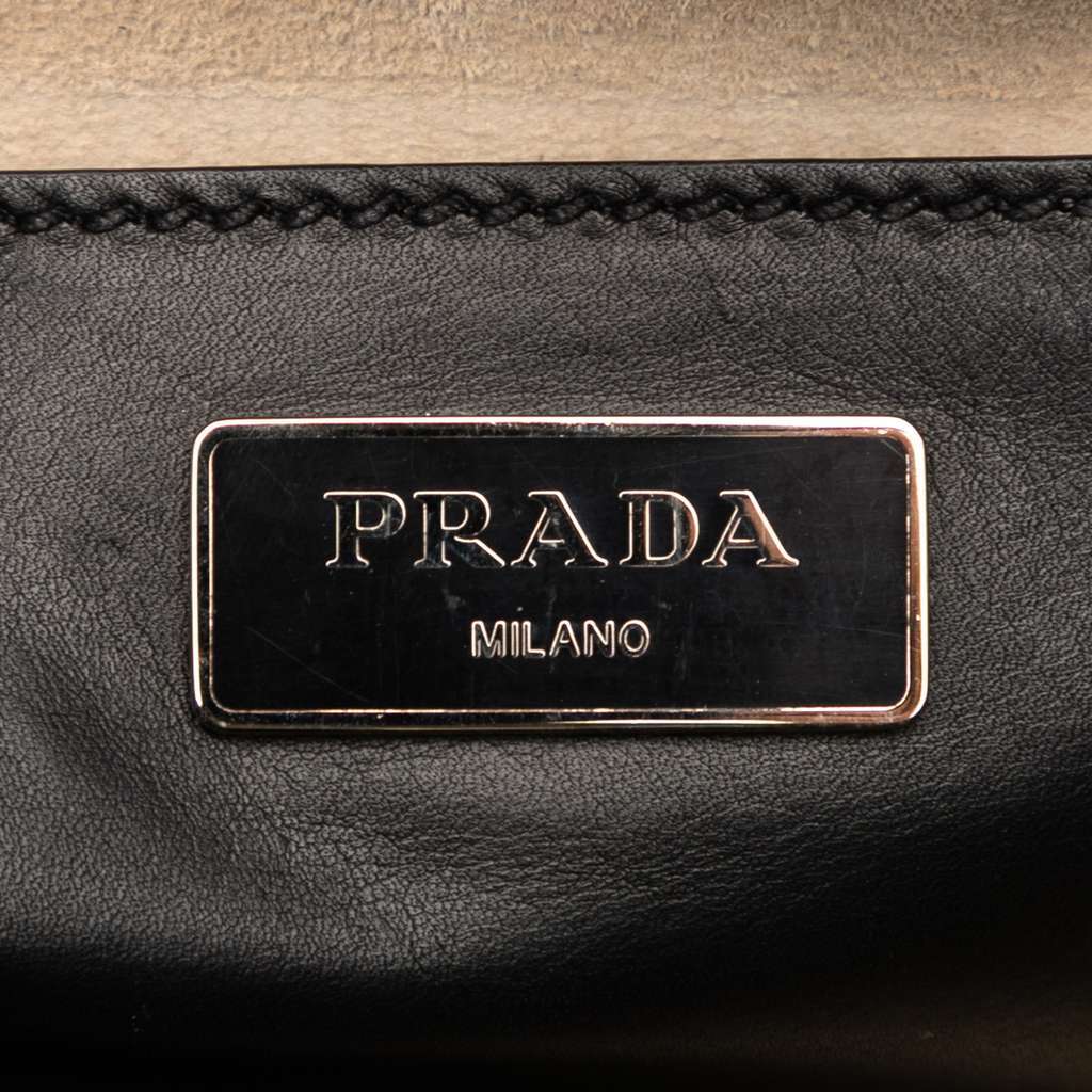 Prada Small City Calf Stitched Twin Pocket Satchel Black Leather Very good - Box View