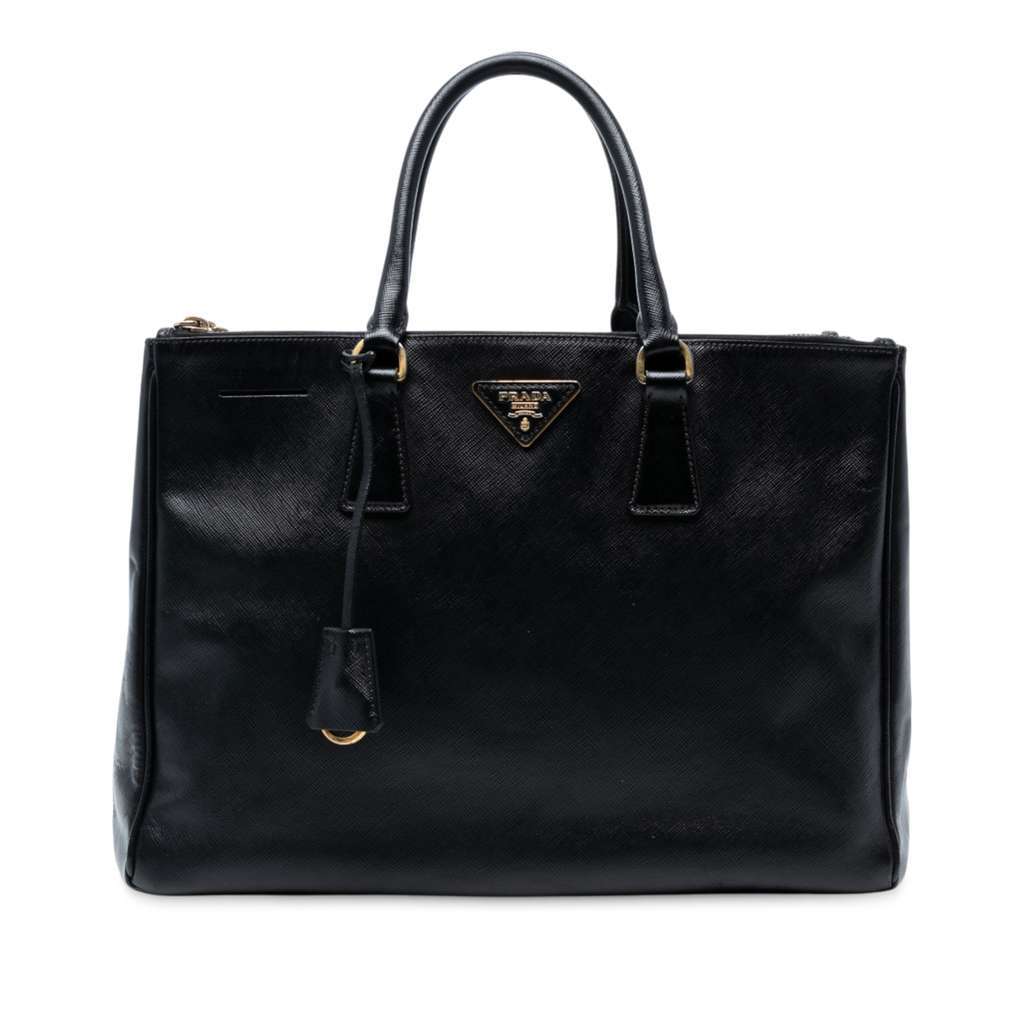 Prada Large Saffiano Lux Galleria Double Zip Tote Black Leather Good condition - Front View