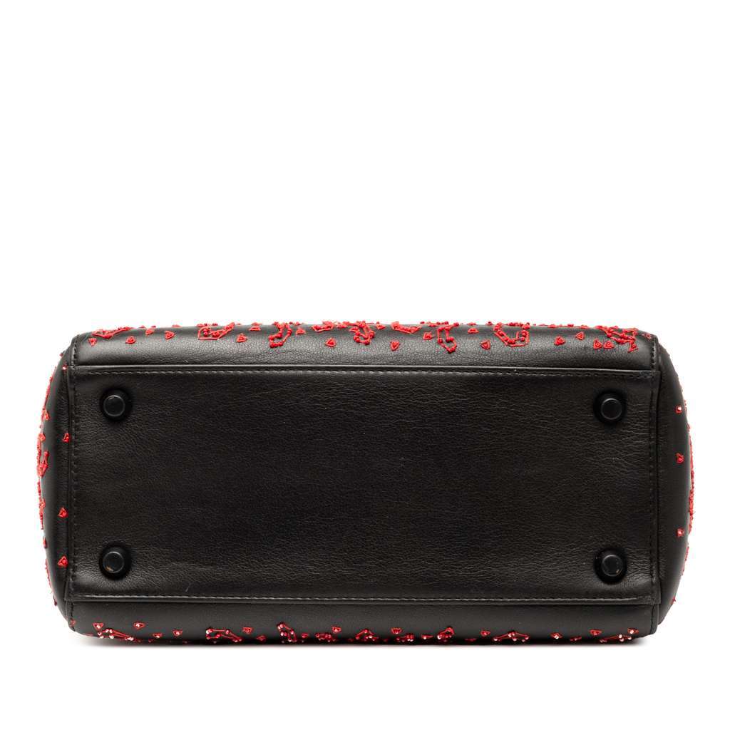 Dior Medium Smooth Calfskin Embroidered Heart Playing Cards Lady Dior Black Leather Very good - Inside View