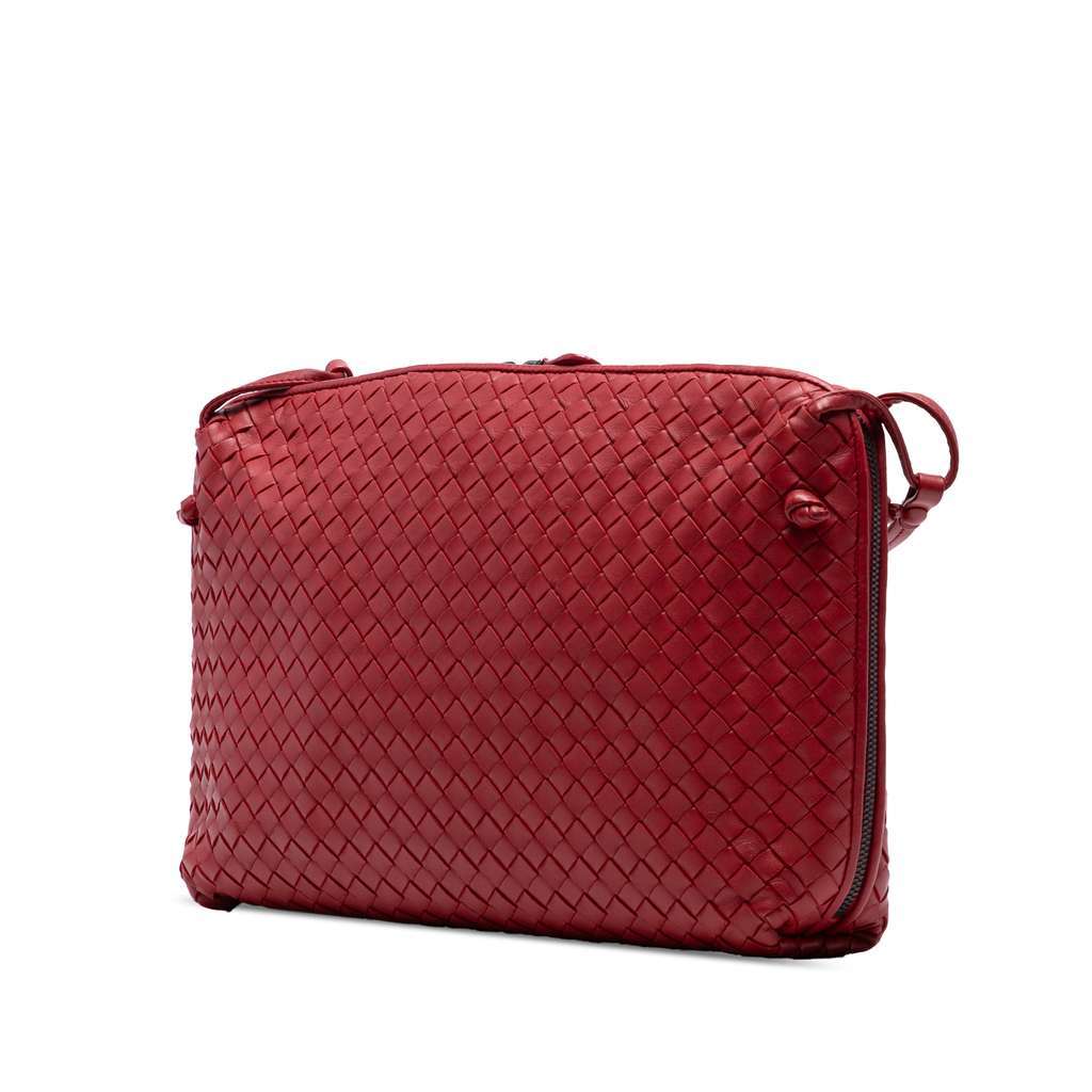 Bottega Veneta Large Nappa Intrecciato Nodini Crossbody Red Leather Good - Back View