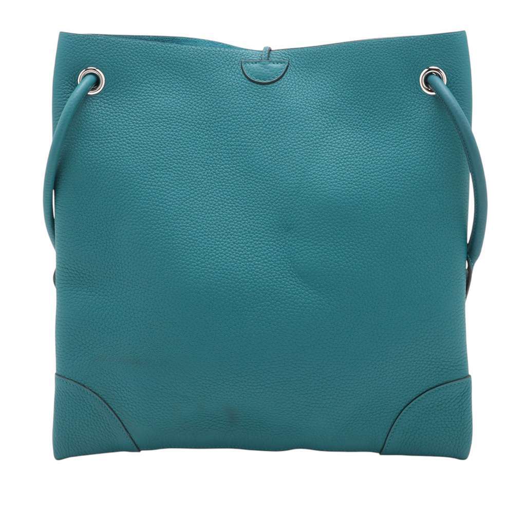 Hermès Clemence Silky City 33 Blue Leather Good condition - Back View