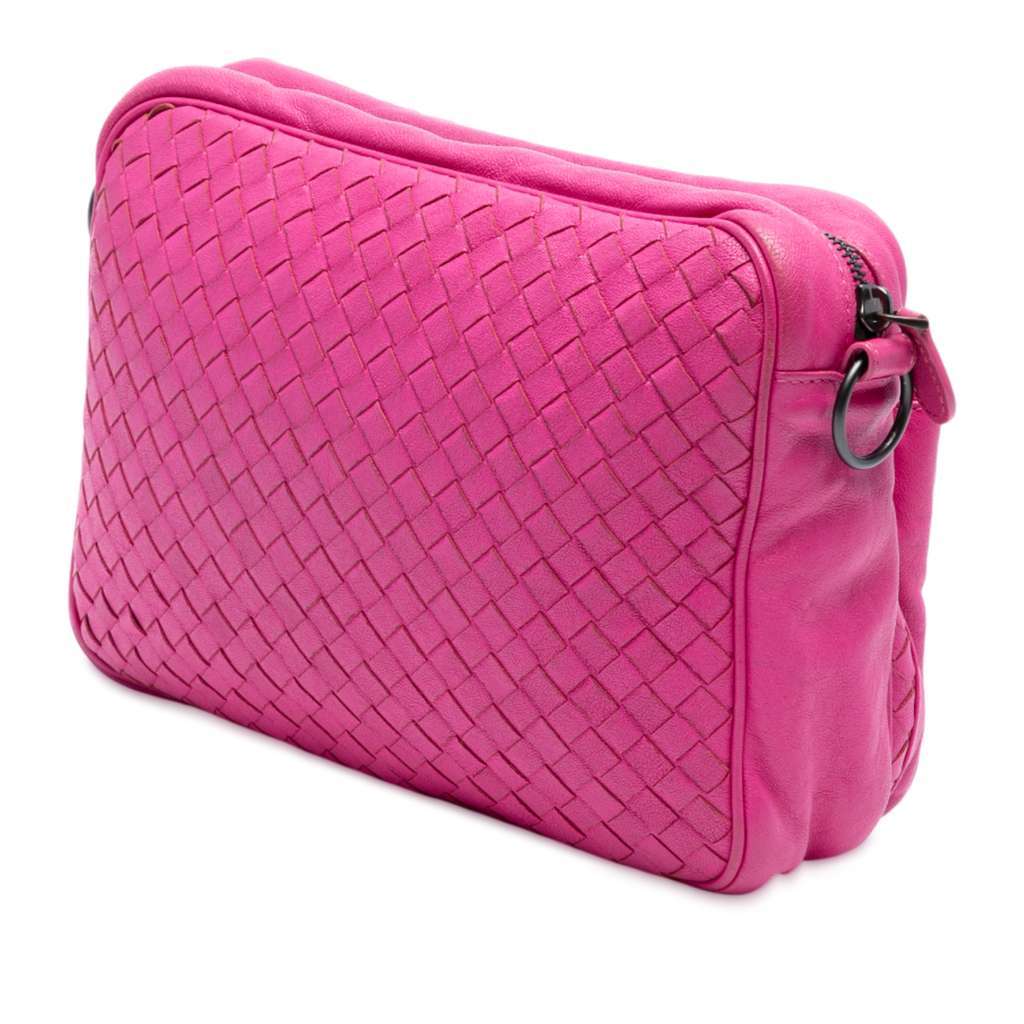 Bottega Veneta Nappa Intrecciato Front Pocket Messenger Bag Pink Leather Very good - Back View