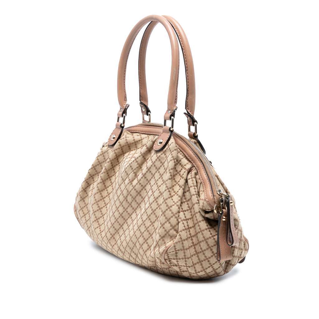 Gucci Diamante Canvas Sukey Satchel Brown Canvas Good - Back View