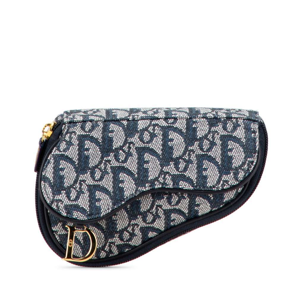 Dior Diorissimo Canvas Saddle Pouch Blue Canvas Good condition - Front View