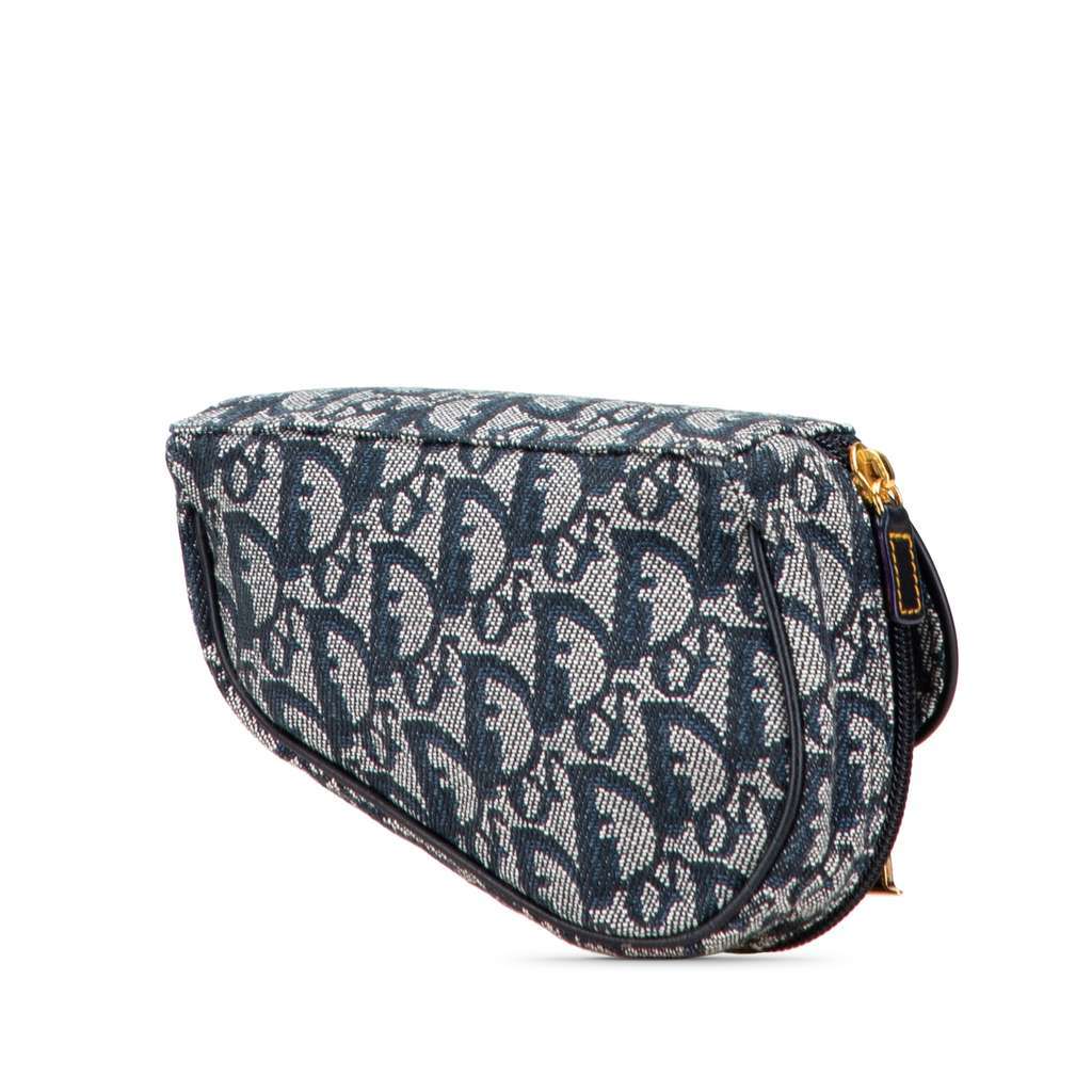 Dior Diorissimo Canvas Saddle Pouch Blue Canvas Good condition - Back View