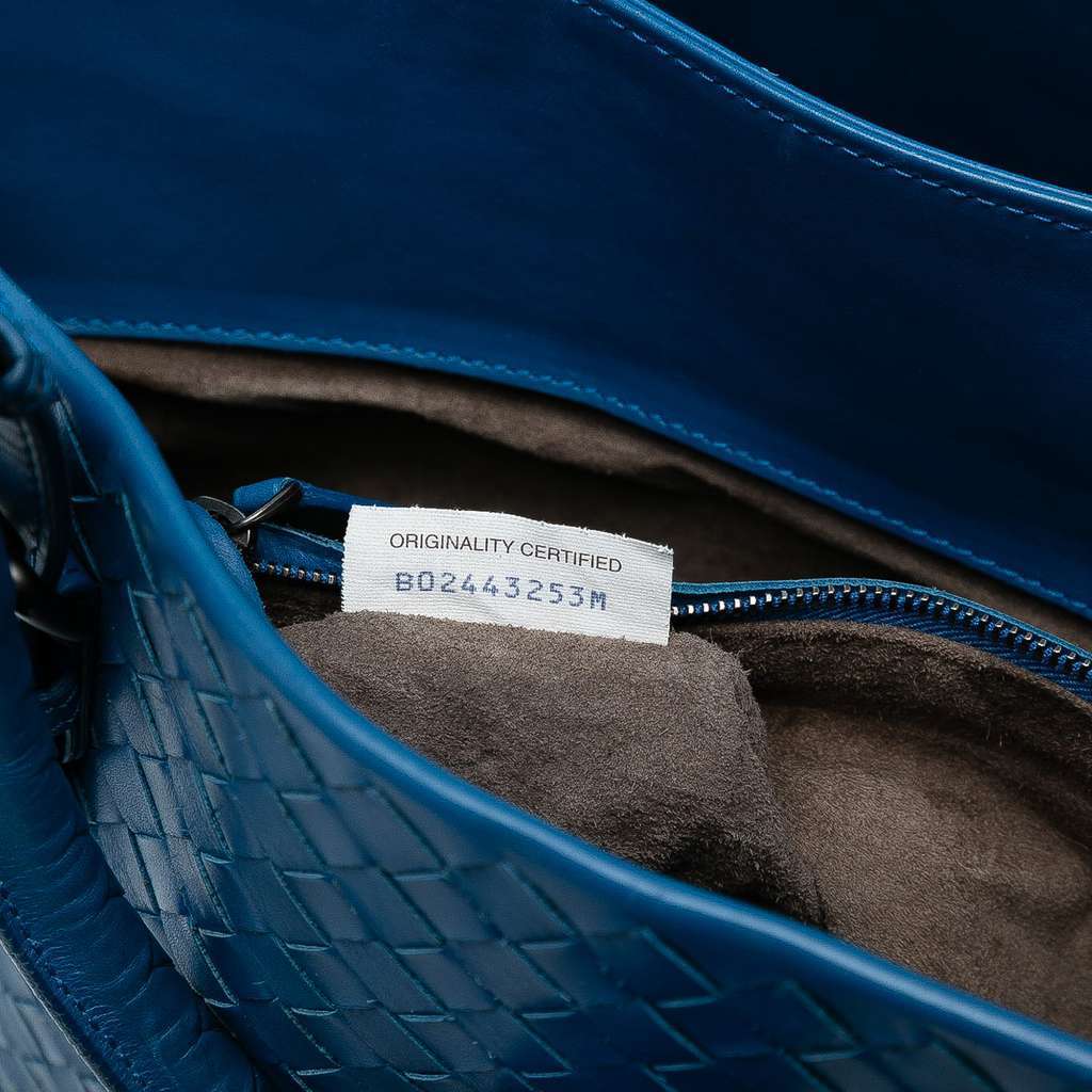 Bottega Veneta Medium Nappa Intrecciato Roma Tote Blue Leather Good - Box View