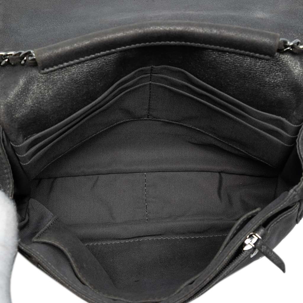 Chanel CC Quilted Iridescent Calfskin Single Flap Grey Leather Good - Model View