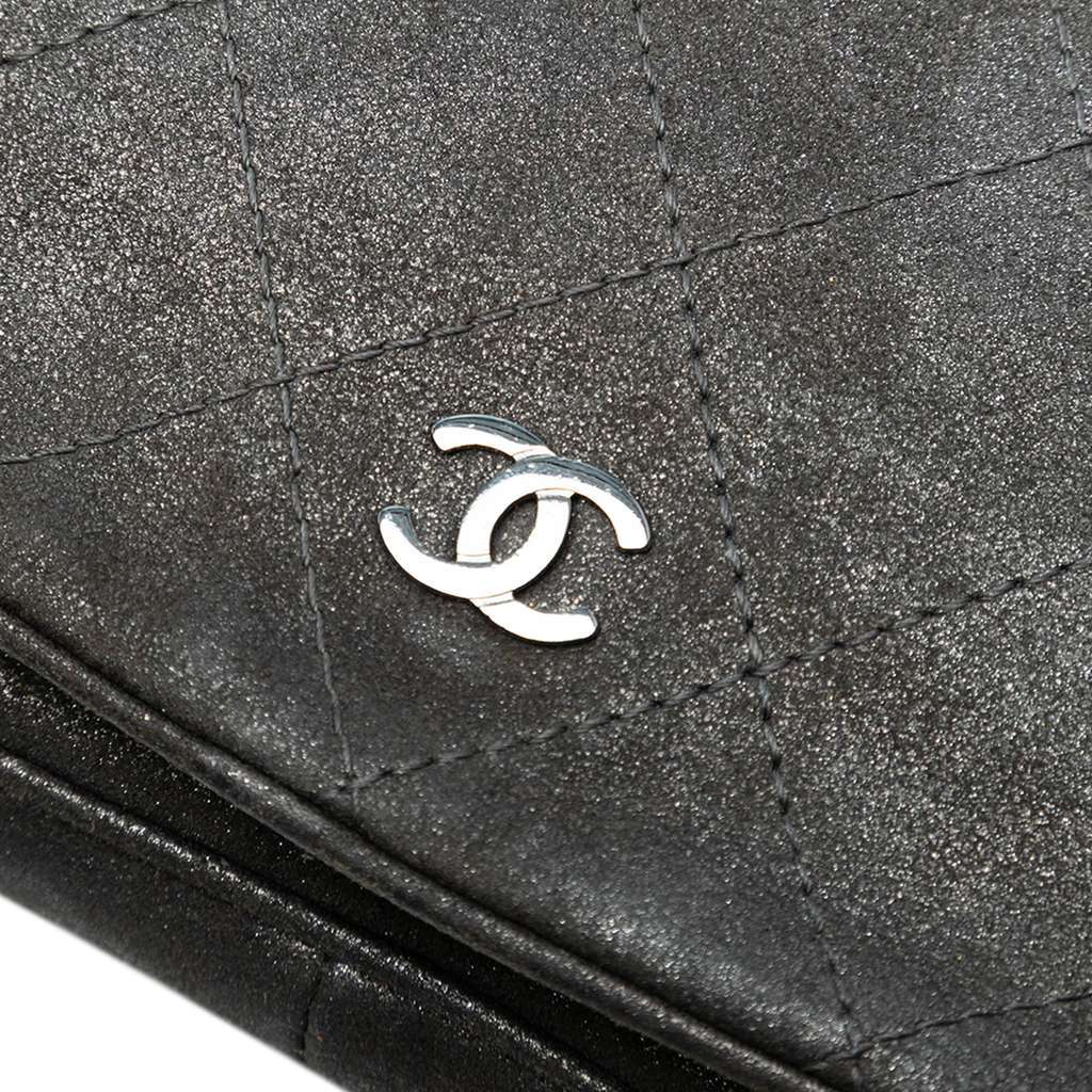 Chanel CC Quilted Iridescent Calfskin Single Flap Grey Leather Good - Box View