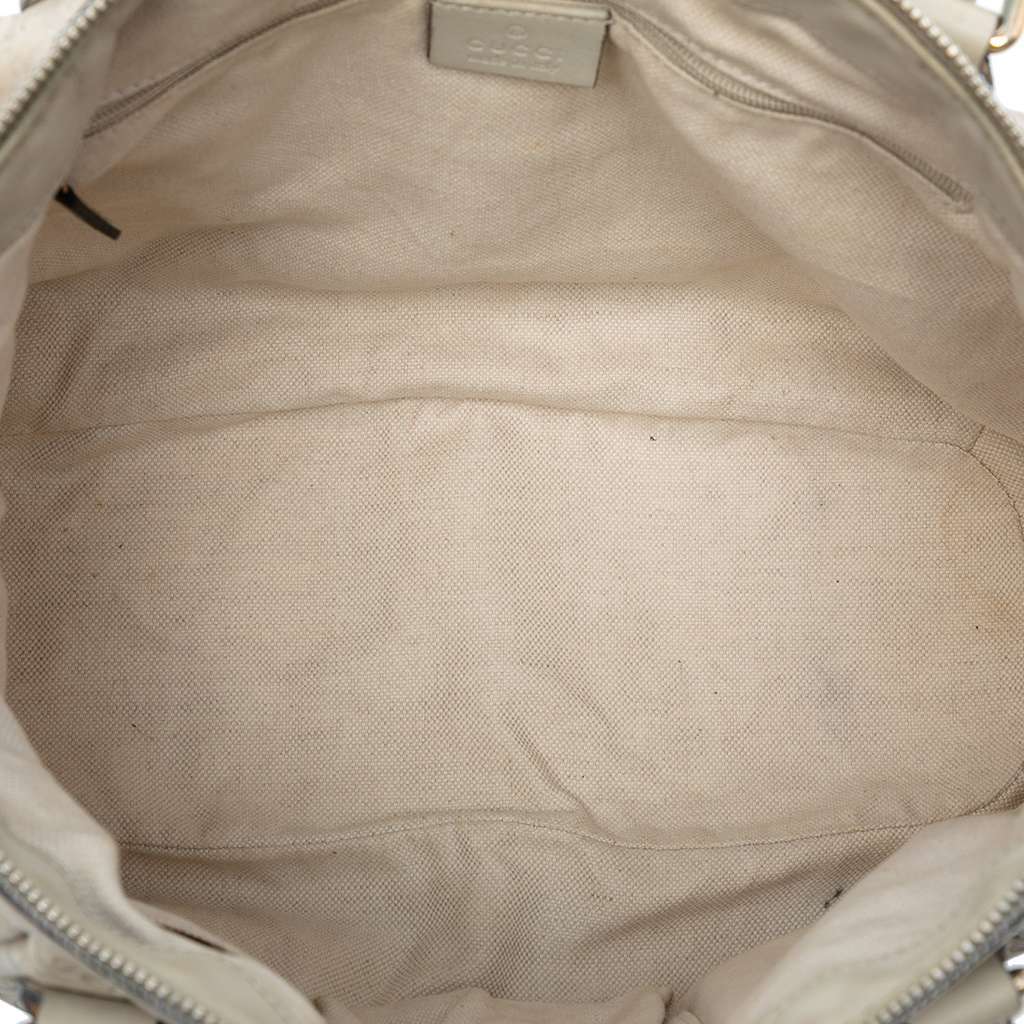 Gucci Guccissima Sukey Satchel White Leather Good - Model View