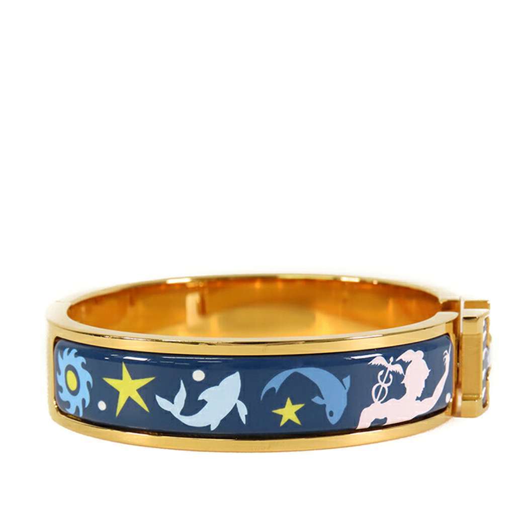 Hermès Narrow Enamel Sous le Charm d Orphee Clic H Bracelet PM Blue Good condition - Inside View