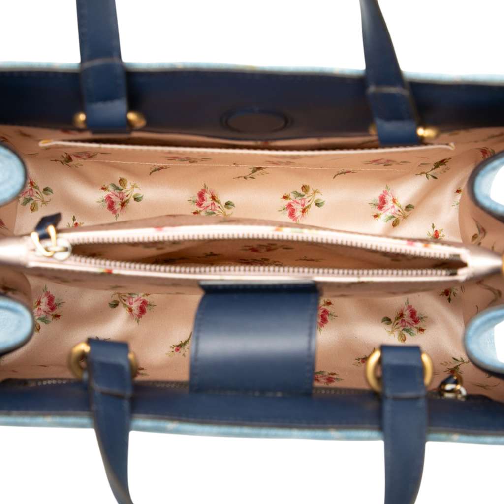 Gucci Small GG Marmont Matelasse Denim Pearly Satchel Blue Denim Very good - Model View