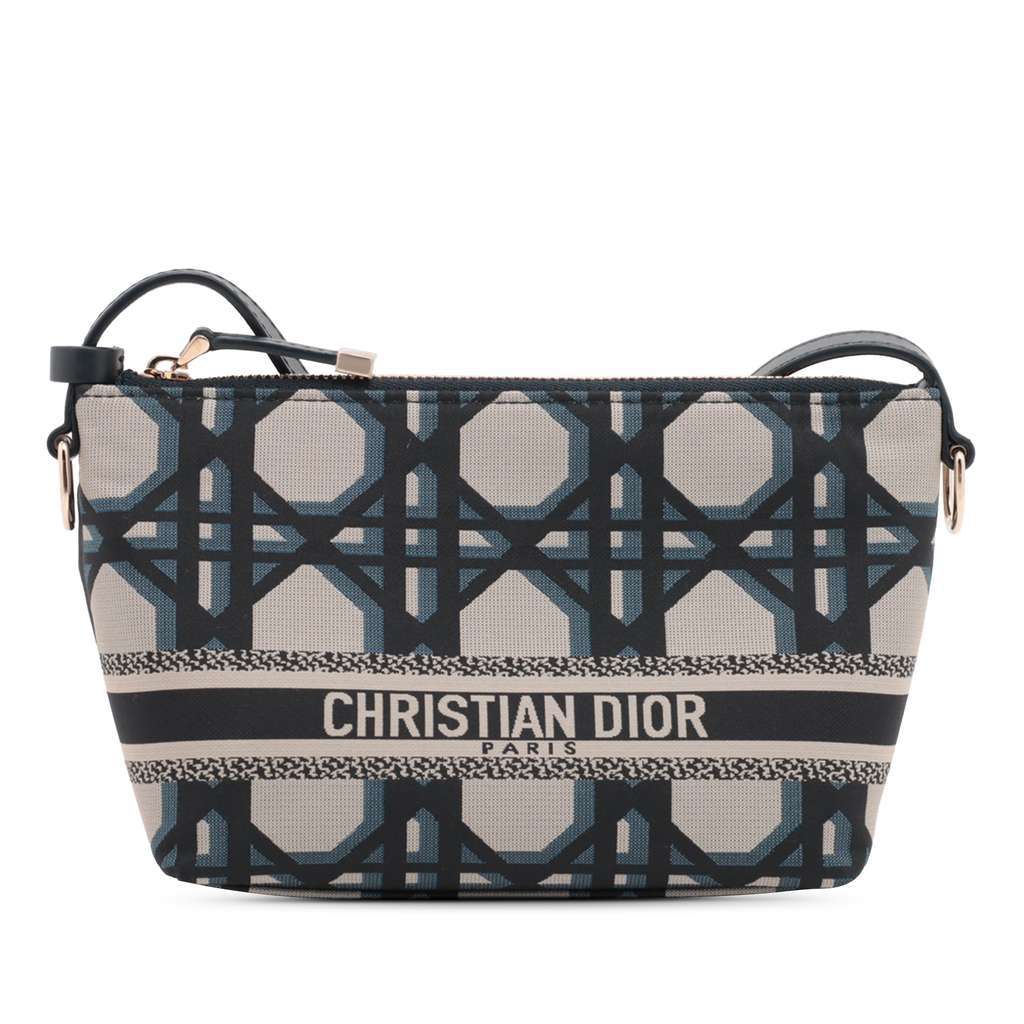Dior DiorTravel Technical Fabric Macrocannage Nomad Pouch Blue Very good - Front View