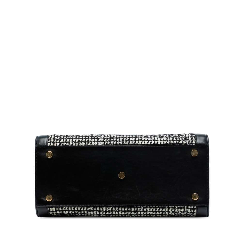 Saint Laurent Small Tweed Houndstooth Sac De Jour Satchel Black Tweed Good - Inside View