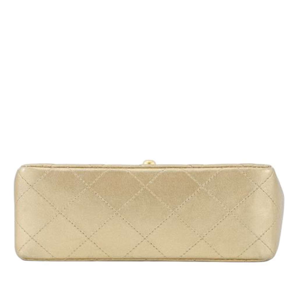 Chanel Mini Square Classic Lambskin Single Flap Gold Leather Good condition - Inside View