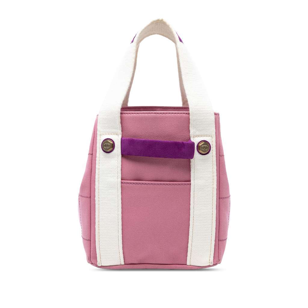Chanel Canvas Square Stitch Tote Pink Canvas Very good - Front View