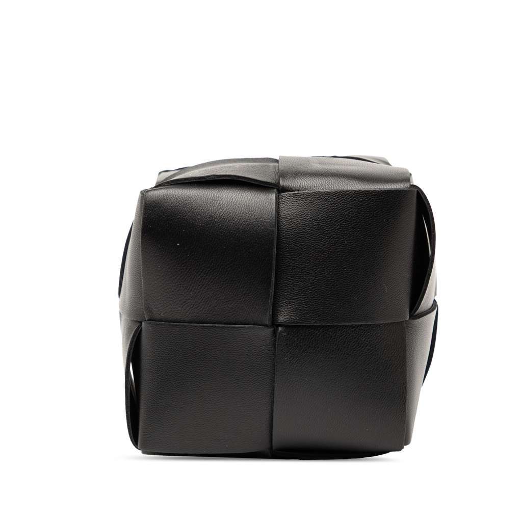 Bottega Veneta Mini Nappa Maxi Intrecciato Cassette Bucket Bag Black Leather Good - Inside View