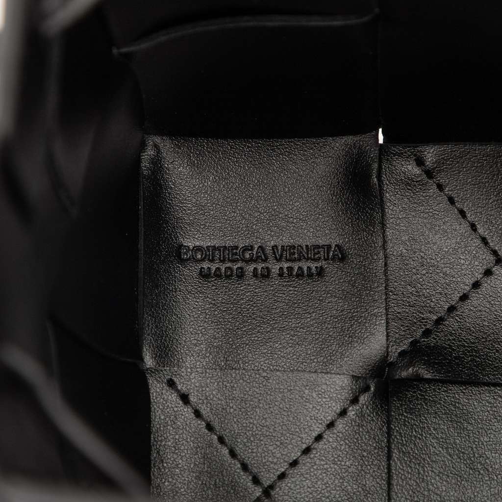 Bottega Veneta Mini Nappa Maxi Intrecciato Cassette Bucket Bag Black Leather Good - Box View