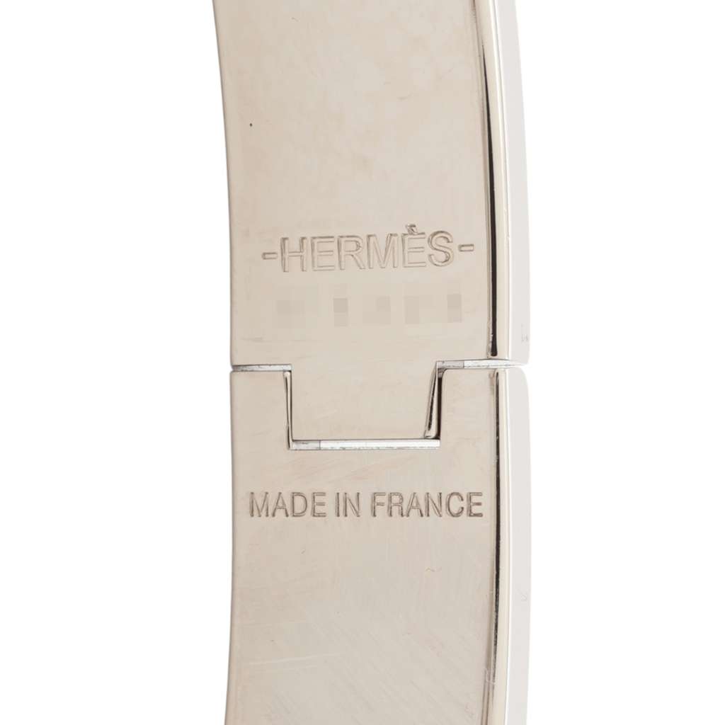 Hermès Palladium Plated Enamel Clic Glenan Bracelet T4 Silver Metal Good condition - Box View