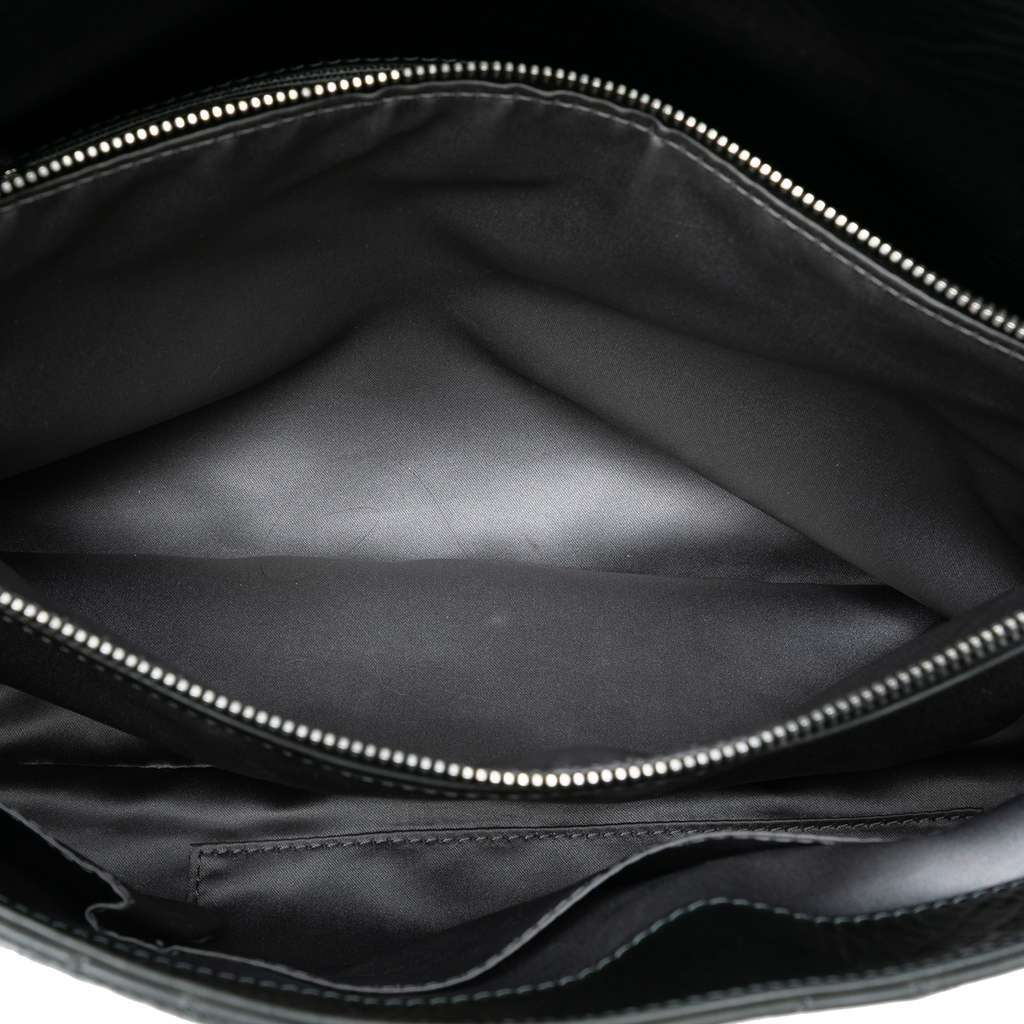 Chanel XL CC Glazed Quilted Calfskin Single Flap Black Leather Good - Model View
