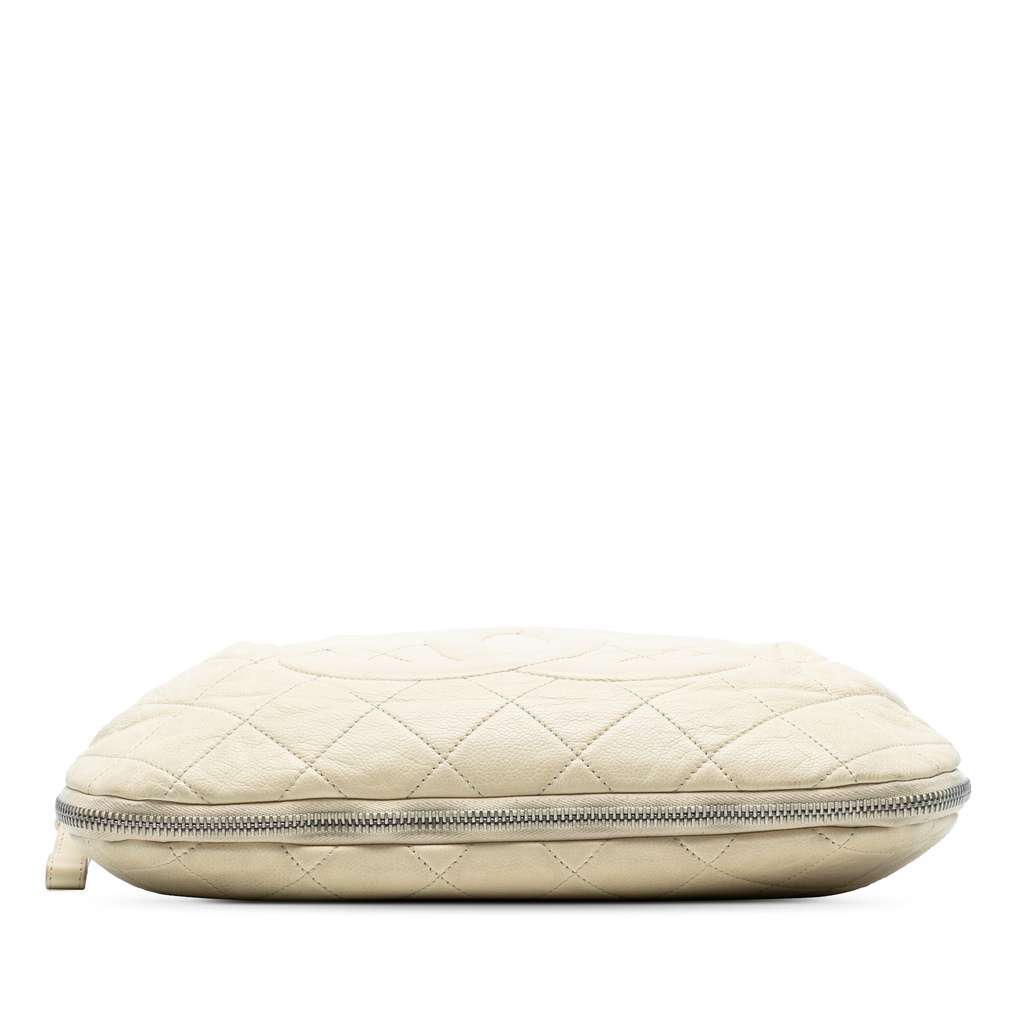 Chanel CC Quilted Caviar Expandable Tote White Leather Very good - Inside View