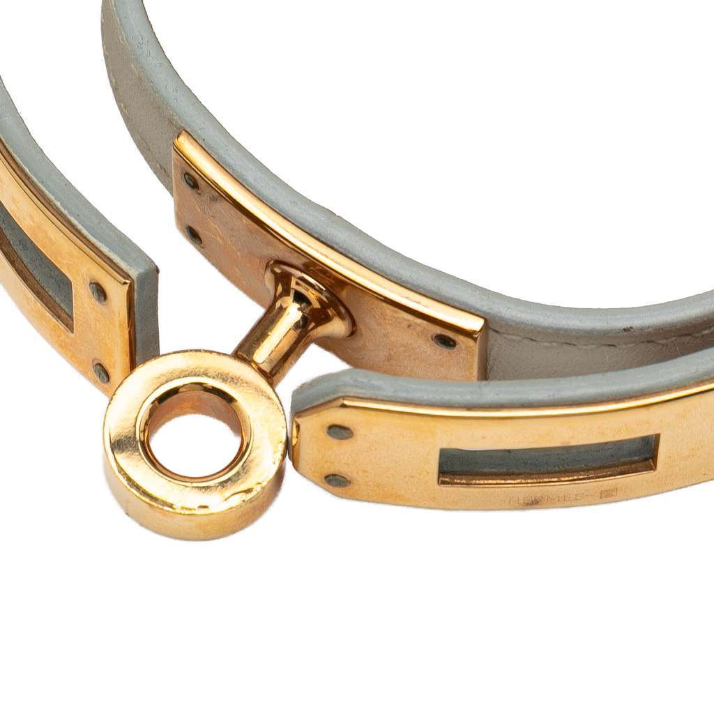 Hermès Leather Kelly Double Tour Bracelet Grey Leather Good condition - Model View