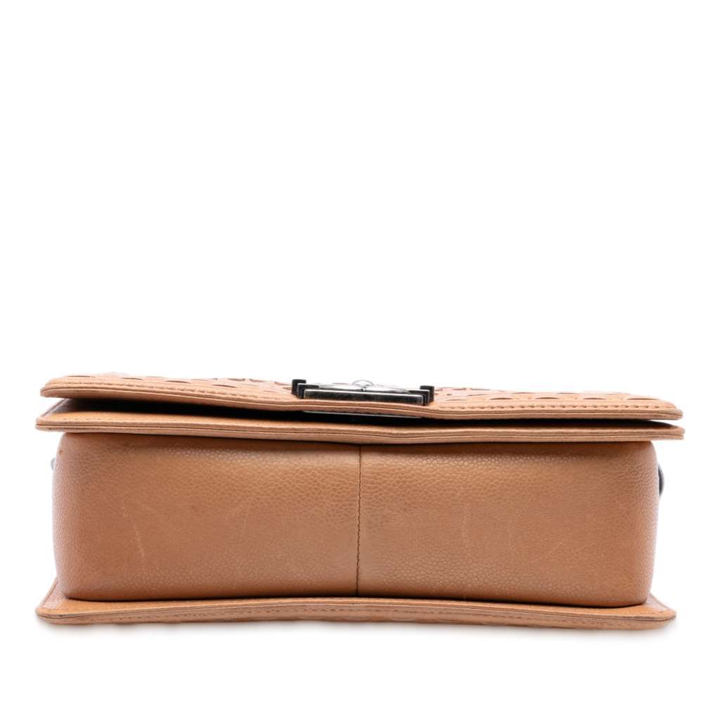 Chanel Medium Caviar Stitched Boy Flap Brown Leather Very good - Inside View
