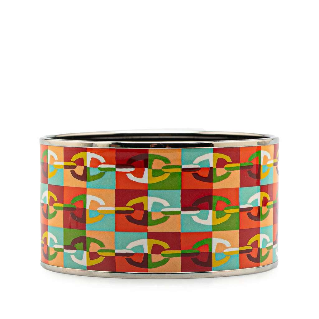 Hermès Extra Wide Chain D Ancre Enamel Bangle 65 Orange Good condition - Inside View