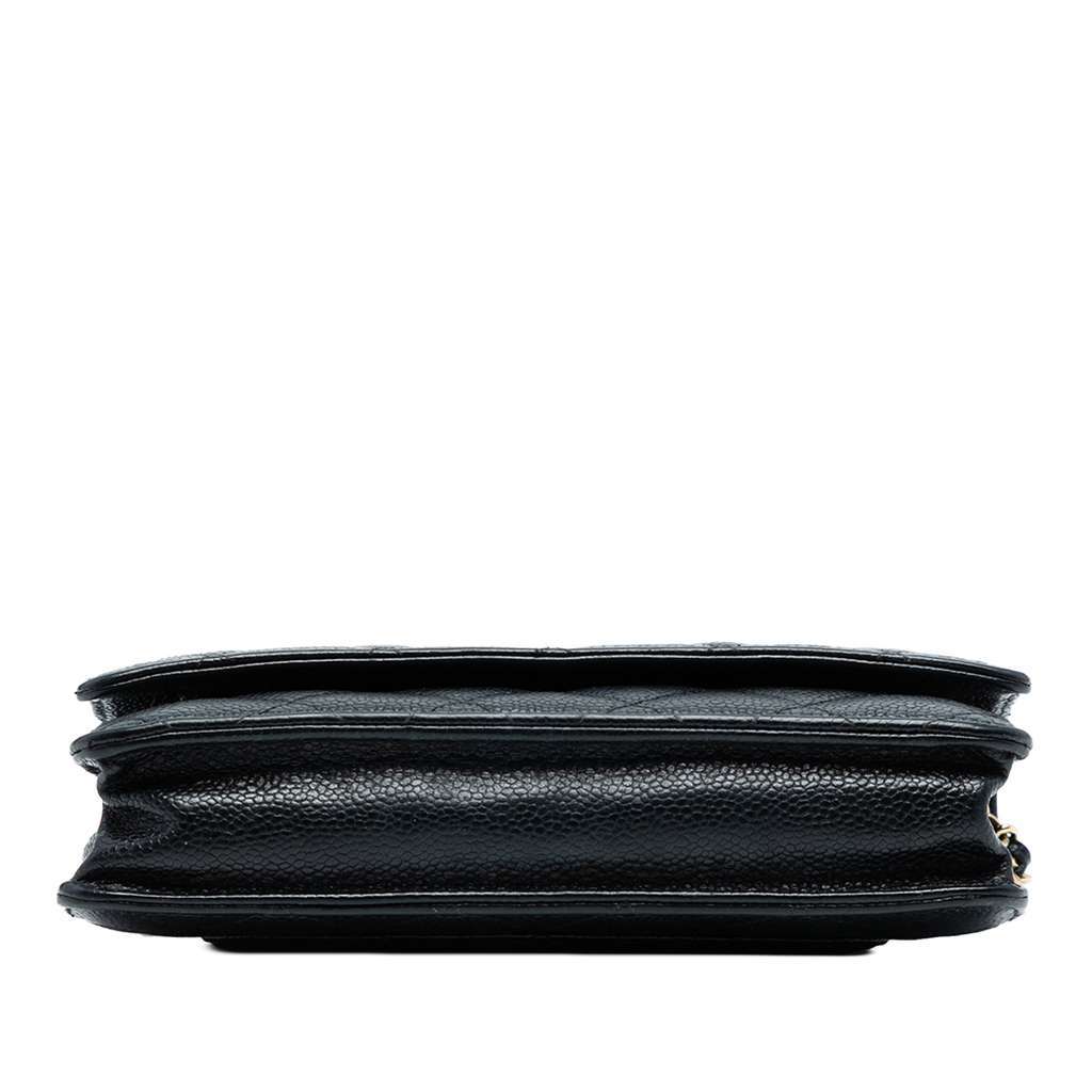 Chanel CC Quilted Caviar Wallet on Chain Black Leather Good - Inside View