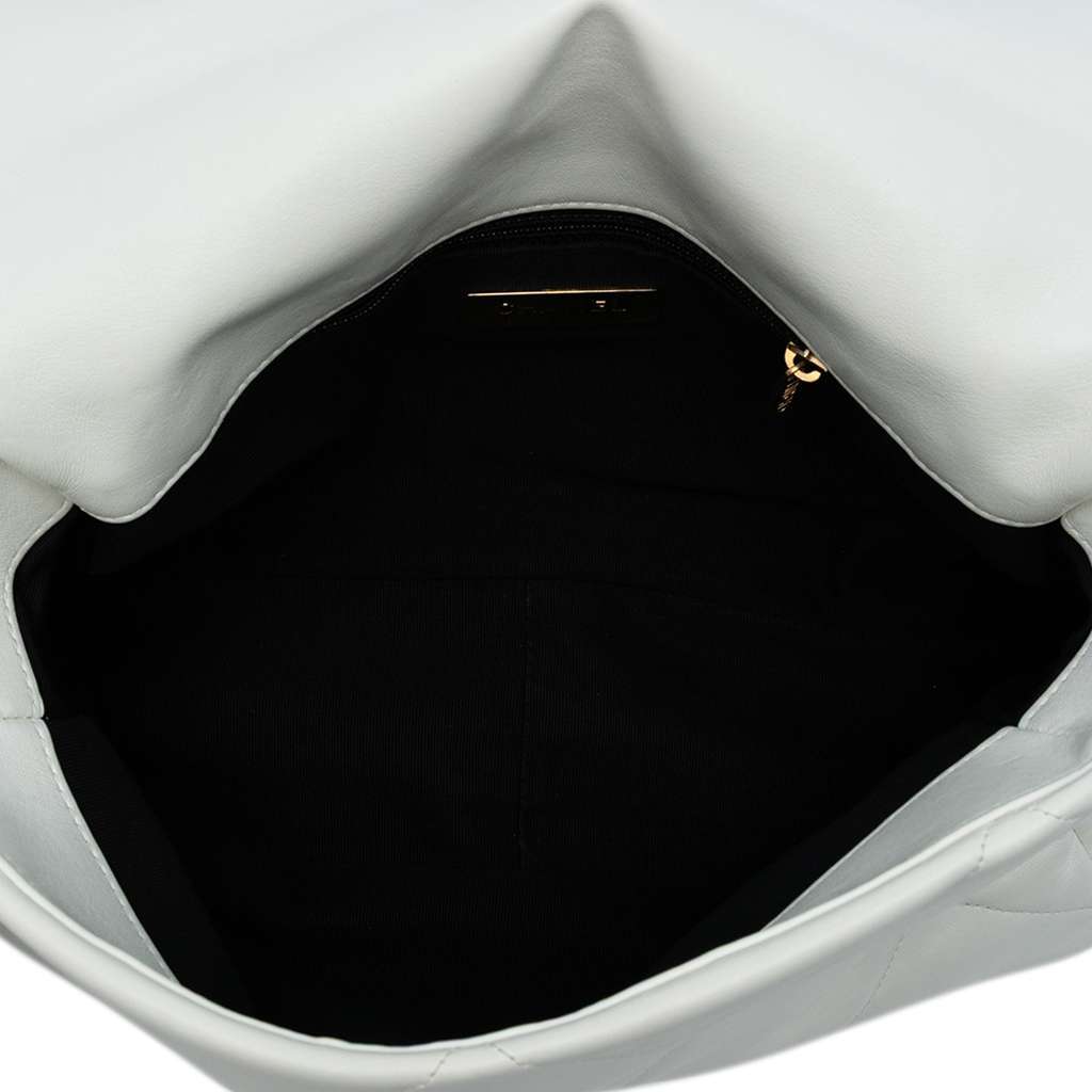 Chanel Large Lambskin 19 Flap White Leather Very good - Model View