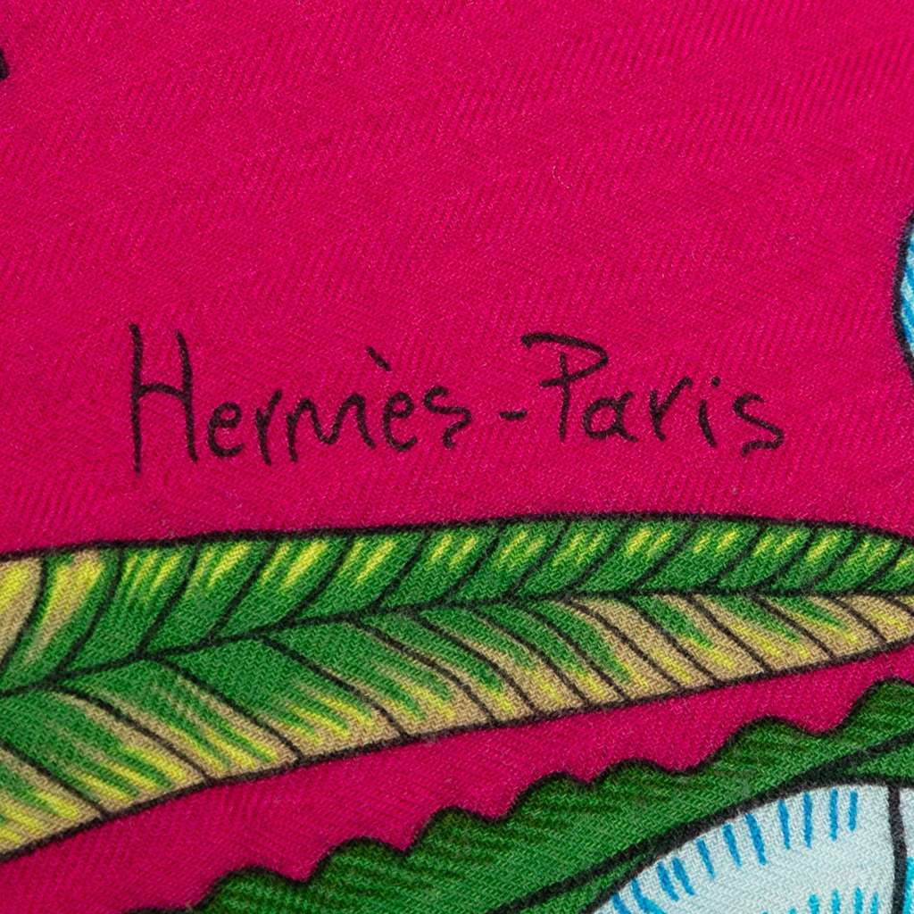 Hermès The Savana Dance Cashmere Silk Shawl Blue Wool Very good condition - Inside View