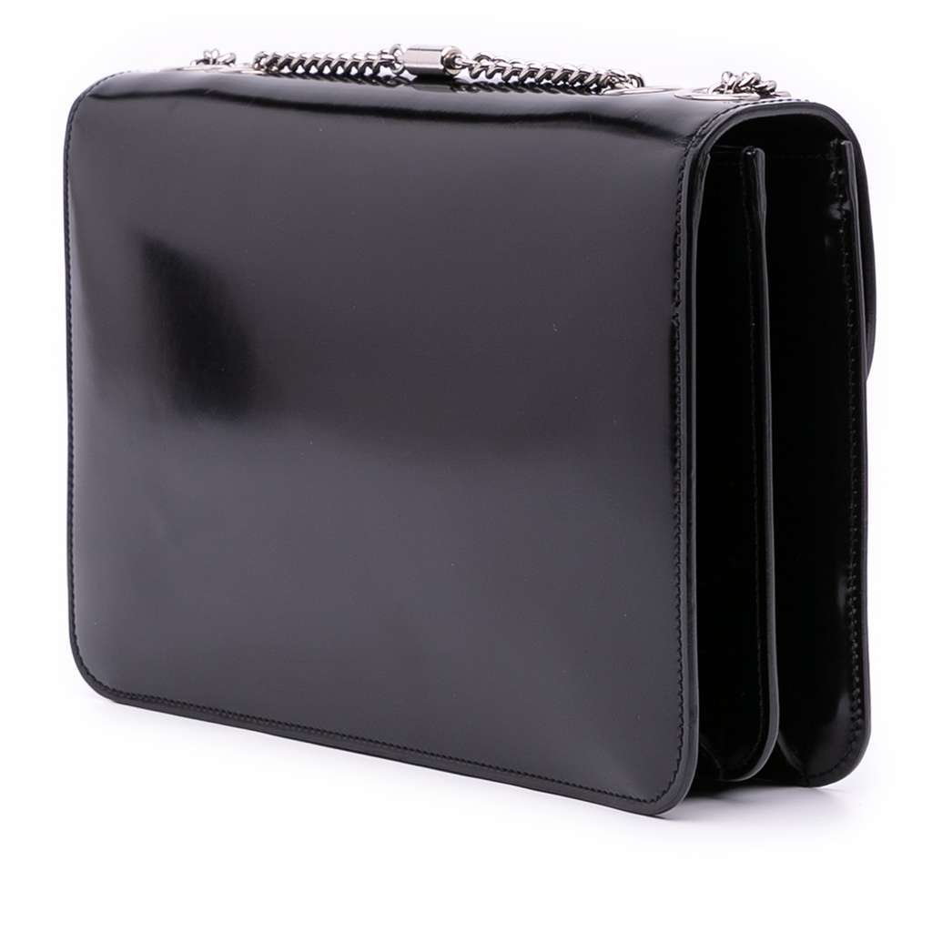 Gucci Medium Patent Dollar Interlocking G Crossbody Black Leather Good - Back View