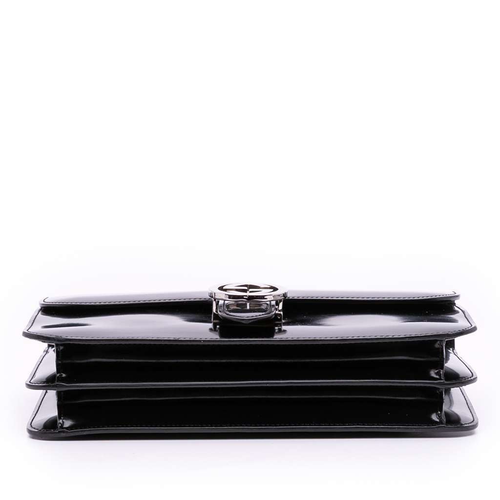 Gucci Medium Patent Dollar Interlocking G Crossbody Black Leather Good - Inside View