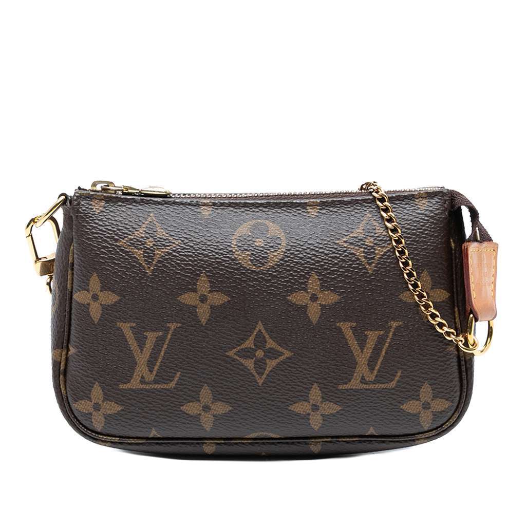 Louis Vuitton Monogram Mini Pochette Accessoires Brown Good - Front View