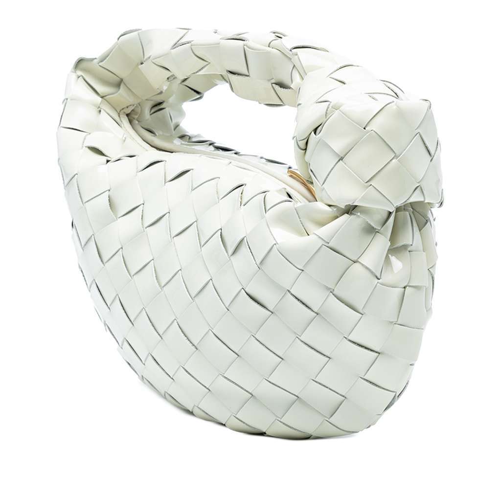 Bottega Veneta Mini Patent Intrecciato Jodie White Leather Good - Back View