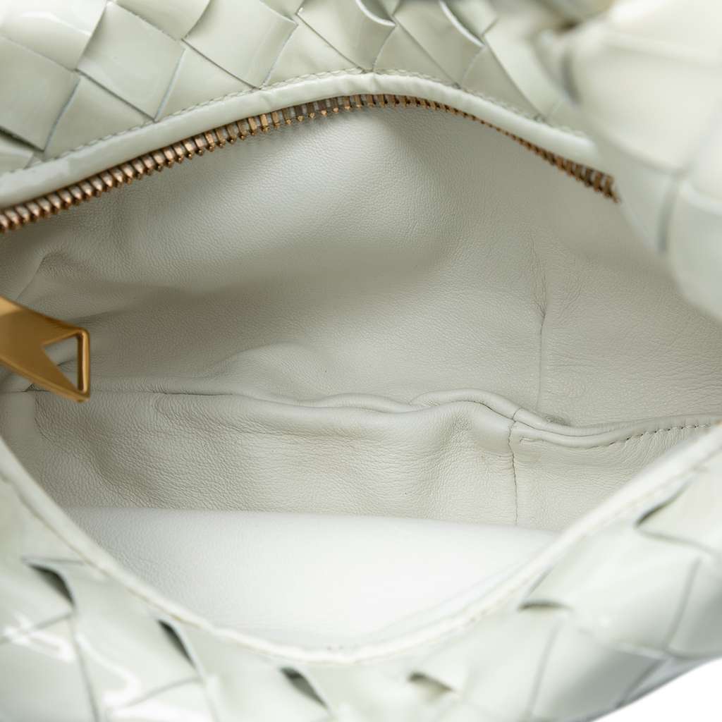 Bottega Veneta Mini Patent Intrecciato Jodie White Leather Good - Model View