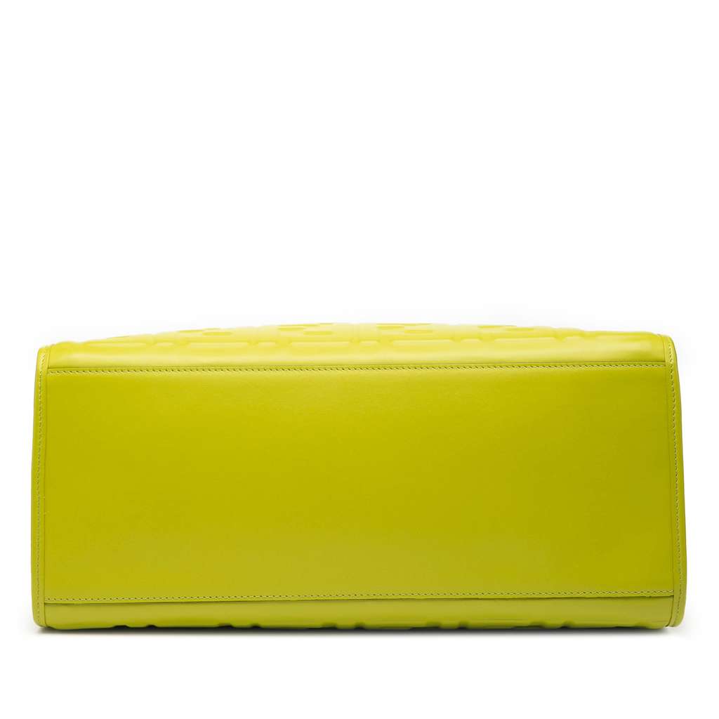 Fendi Medium Zucca Embossed Leather Sunshine Shopper Tote Green Leather Good - Inside View