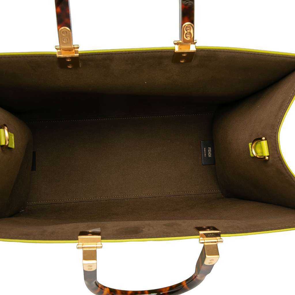 Fendi Medium Zucca Embossed Leather Sunshine Shopper Tote Green Leather Good - Model View