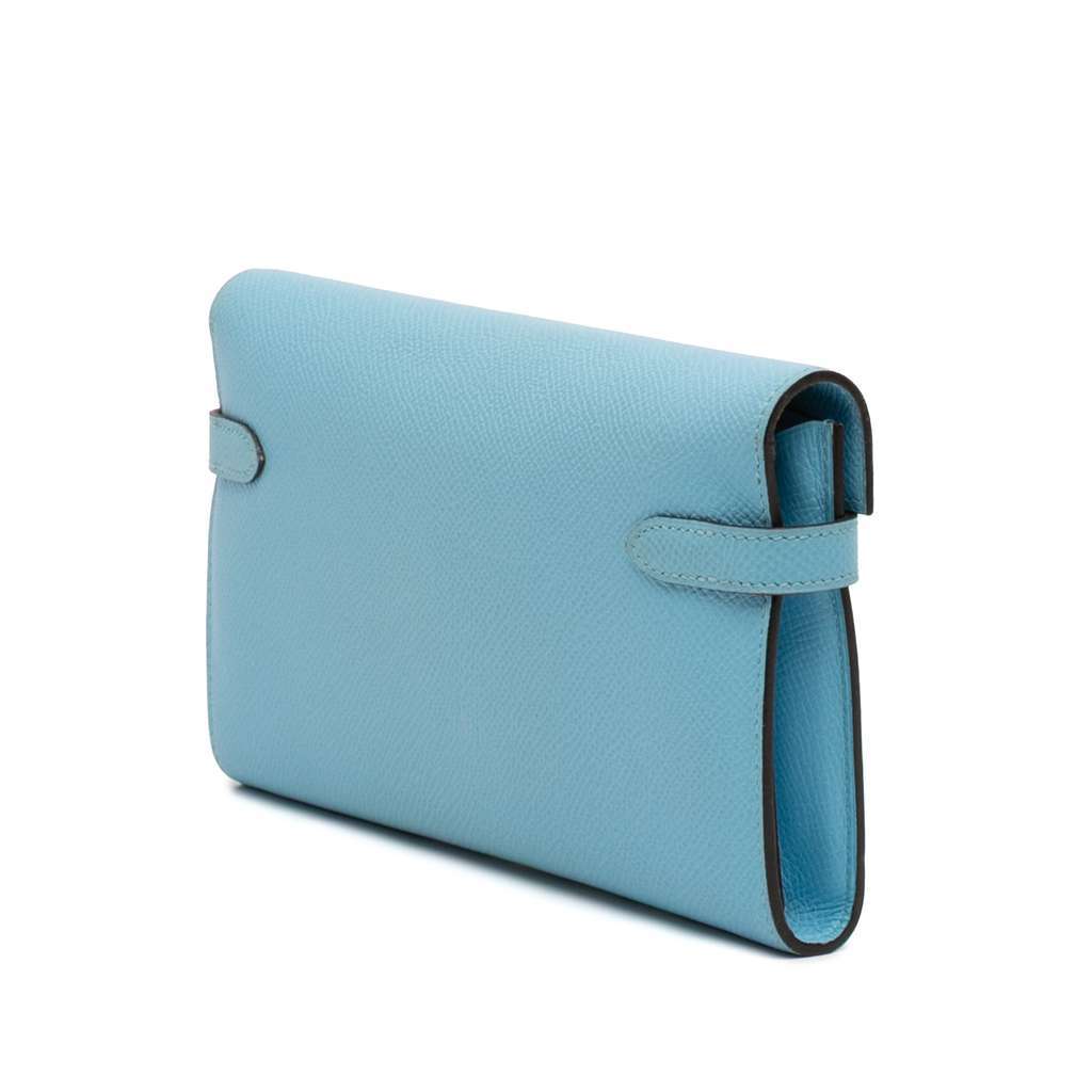Hermès Epsom Kelly Longue Wallet Blue Leather Good condition - Back View